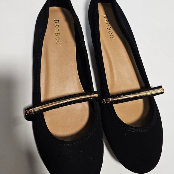 New Bamboo Chantel Black Nubuck Flats 8.5 - Picture 6 of 8